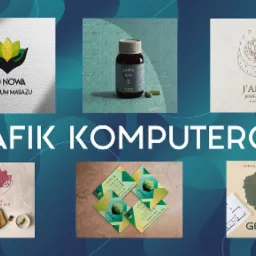 Zestawienie różnorodnych projektów graficznych, w tym logo dla salonu masażu, suplementów diety, biżuterii oraz wizytówki, prezentowanych na tle z gradientem kolorów.