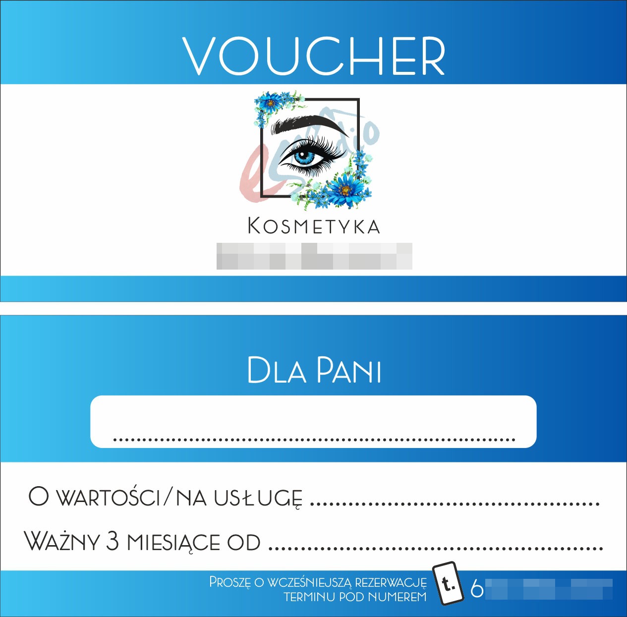 wzór dwustronnego vouchera DL 99x210mm