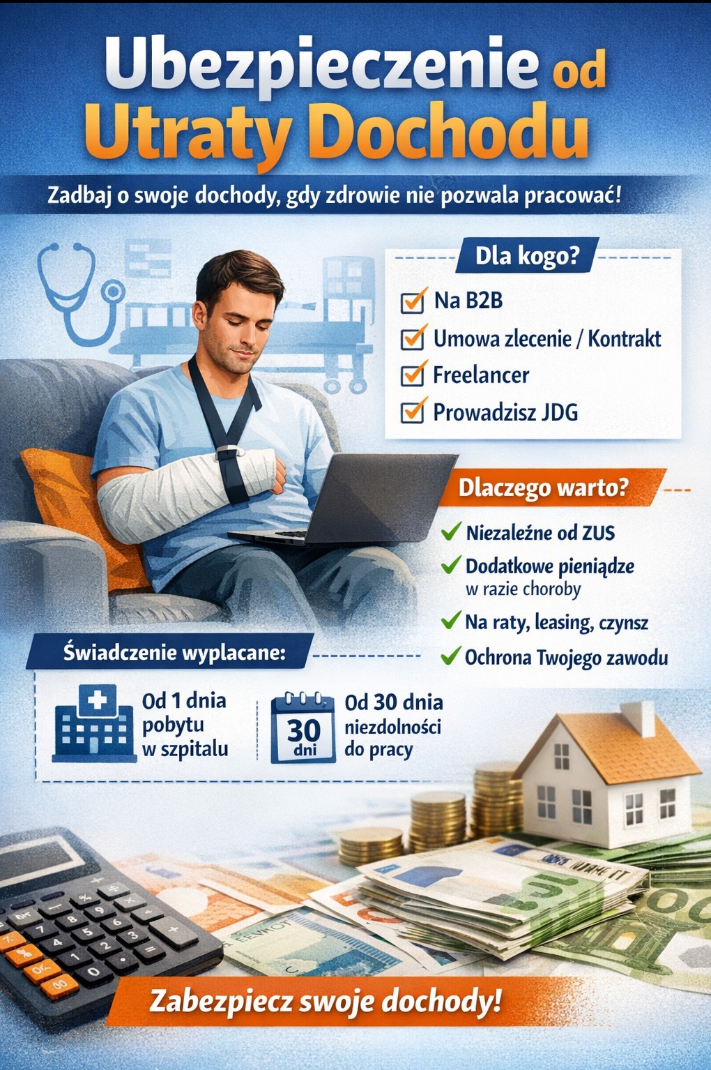 💼 Ubezpieczenie od Utraty Dochodu – Twoje finansowe bezpieczeństwo, gdy zdrowie mówi „stop'