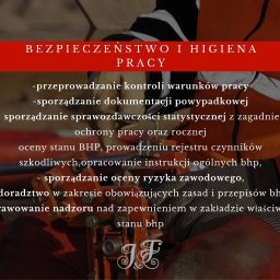 Honestly Group Sp. z o.o. - Grafika informacyjna dotycząca bezpieczeństwa i higieny pracy, z wyliczeniem czynności takich jak kontrole warunków pracy, sporządzanie dokumentacji powypadkowej, sprawozdawczość statystyczna...