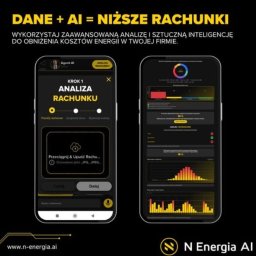 Dom Niskoemisyjny - Ekran aplikacji mobilnej do analizy rachunków za energię elektryczną, prezentujący interfejs użytkownika z możliwością przesłania rachunku i wizualizacją danych.