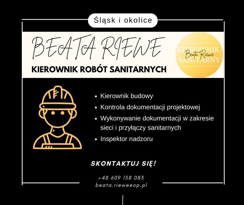 Wizytówka - kierownik robót sanitarnych - Beata Riewe