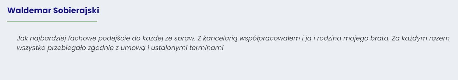 Referencje od Waldemara Sobierajskiego: Fachowe podejście, współpraca zgodna z umową i terminami.