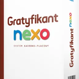 Pudełko oprogramowania Gratyfikant nexo, system kadrowo-płacowy, z widocznym kodem kreskowym i logo Insert.