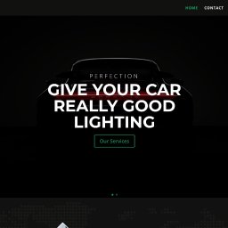 C3SOLUTIONS Kamil Puchała - Mroczna strona internetowa z sylwetką Porsche i hasłem 'Give Your Car Really Good Lighting'.