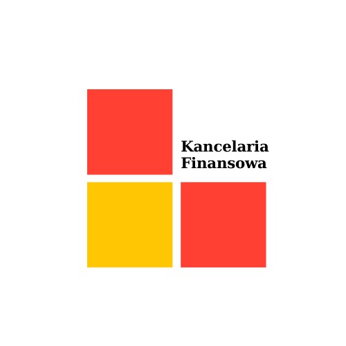 Logo Kancelarii Finansowej: trzy kwadraty (dwa czerwone, jeden żółty) ułożone obok siebie i pod sobą, z tekstem 'Kancelaria Finansowa' po prawej stronie górnego kwadratu.