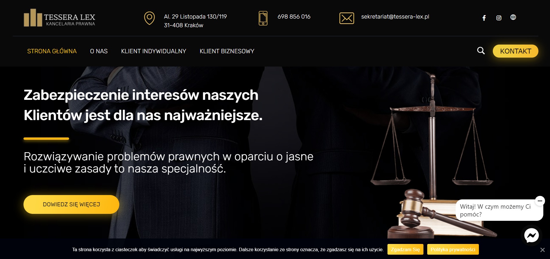 Strona internetowa Kancelarii Prawniczej w Krakowie