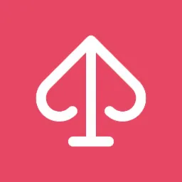 Biały symbol pika na różowym tle, minimalistyczny design.