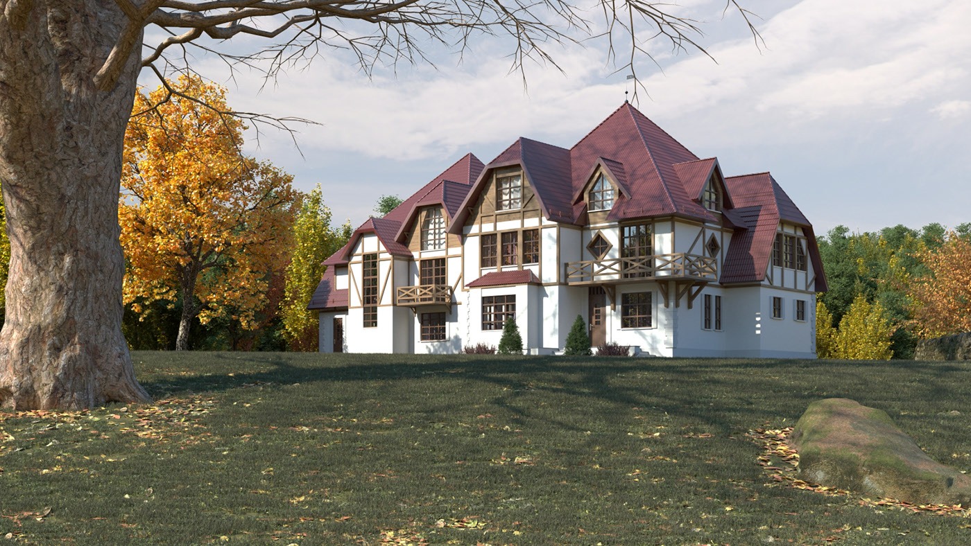 Dom prywatny z ogrodem w Austrii. Wizualizacja 3D: IK. Studio