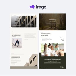 IREGO - Prezentacja dwóch stron internetowych: championgroup.pl z nowoczesną architekturą i oliwkowaprzystan.pl z motywem kaszubskiej natury, ukazane obok siebie.