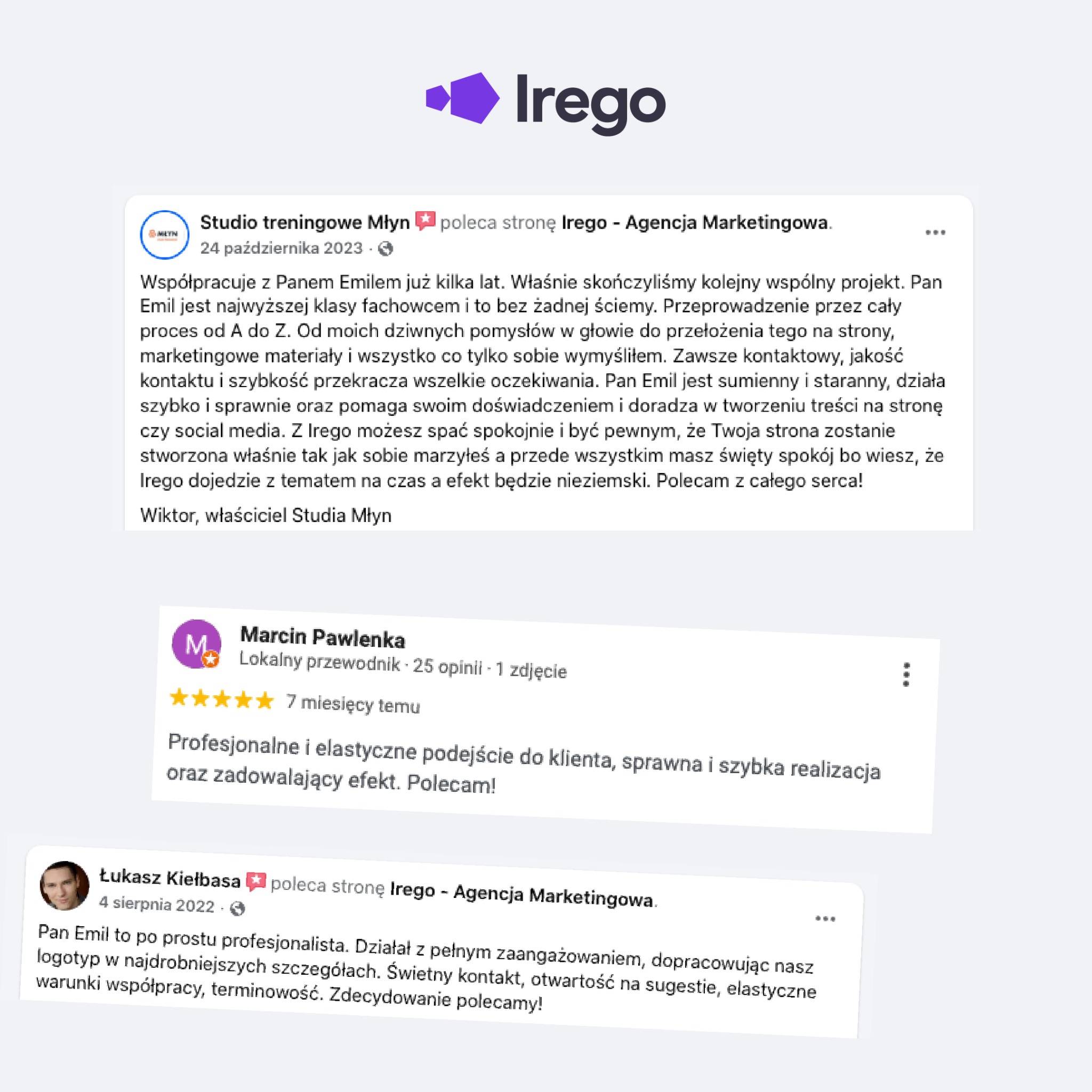 Opinie klientów o agencji marketingowej Irego, zadowoleni użytkownicy chwalą profesjonalizm, elastyczność i terminowość w realizacji projektów.