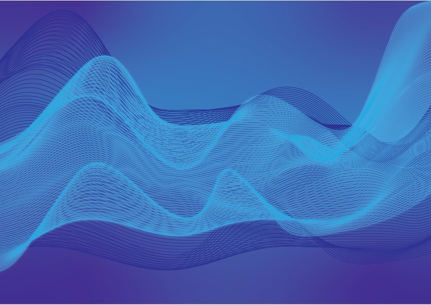 Abstrakcyjne tło z gradientem w odcieniach niebieskiego, przedstawiające faliste linie tworzące dynamiczną kompozycję.
