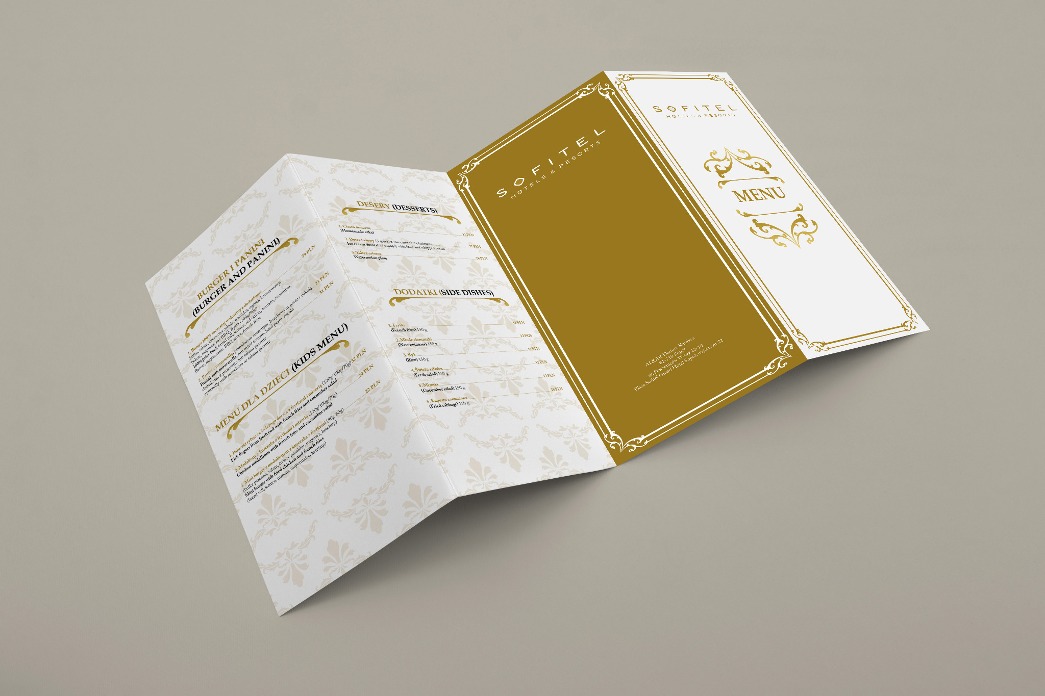 Projekt karty menu dla hotelu Sofitel Grand Sopot #1