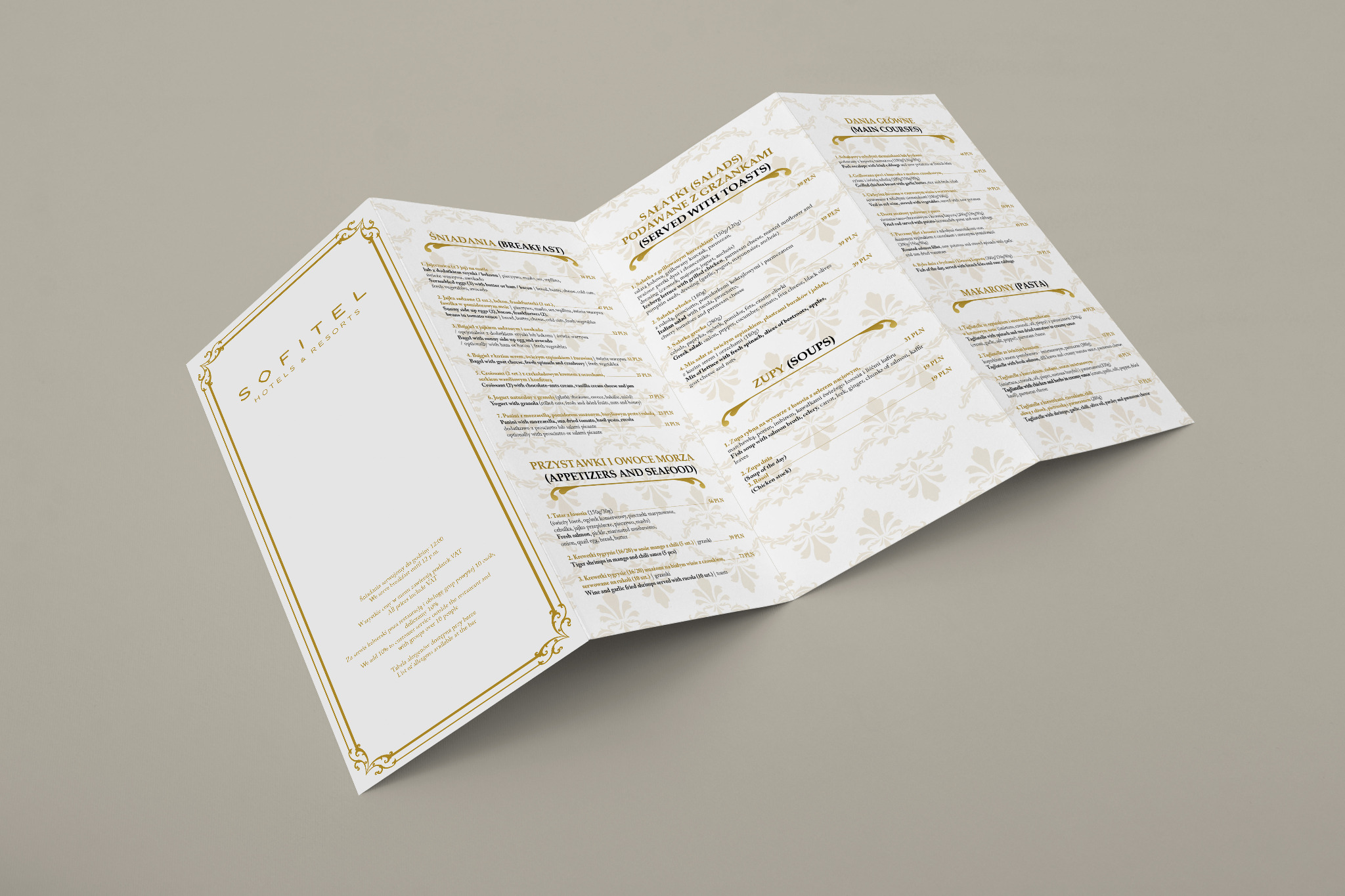 Projekt karty menu dla hotelu Sofitel Grand Sopot #2