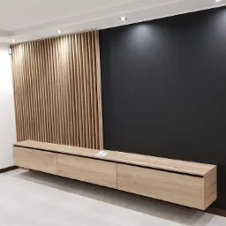 Szafka RTV + lamele naścienne (płyta laminowana )