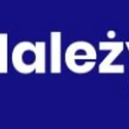 Logo firmy 'Należy Się' na ciemnoniebieskim tle, z symbolem dłoni podtrzymującej coś w lewym górnym rogu.