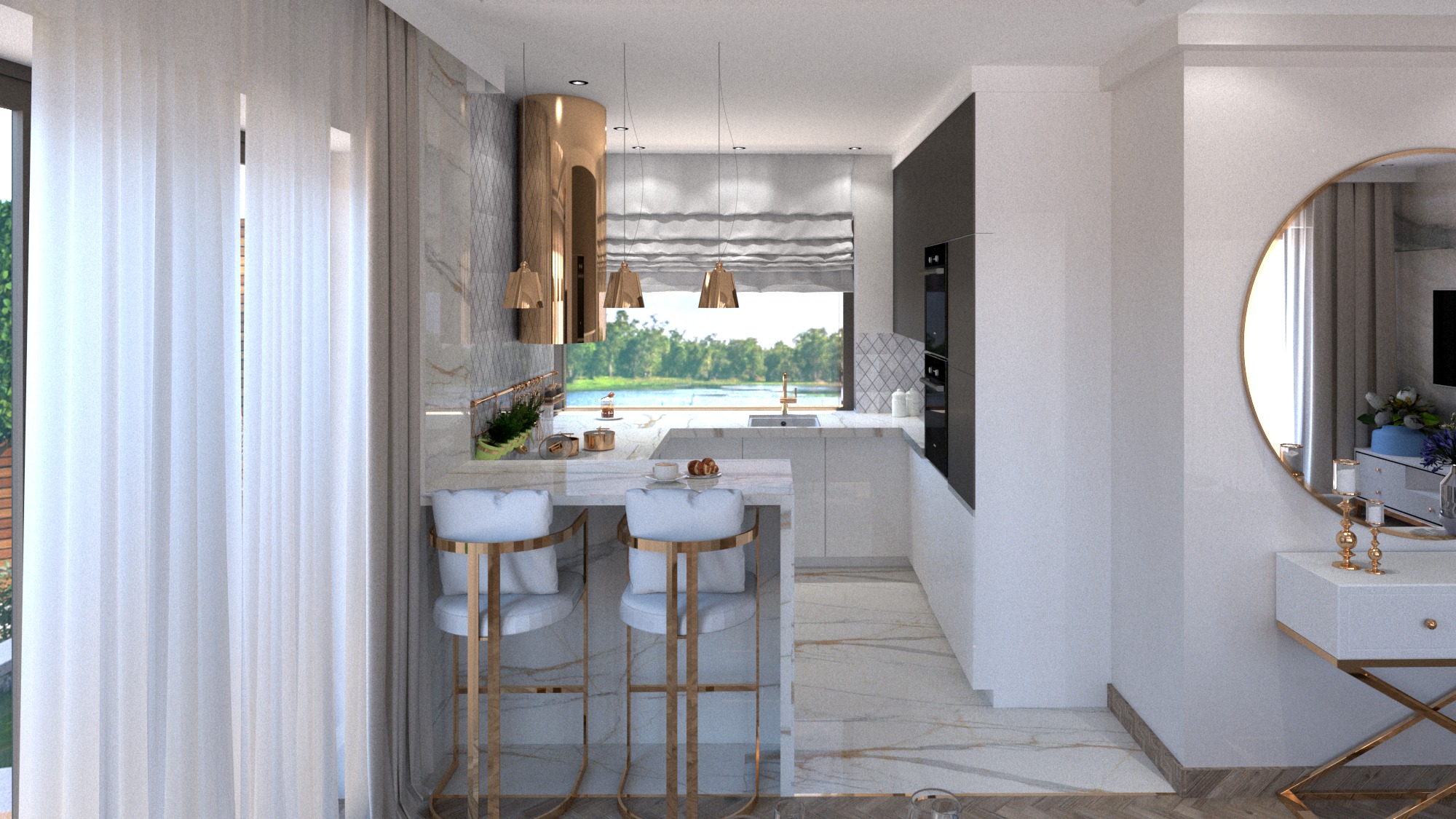 Kuchnia w domu nad jeziorem