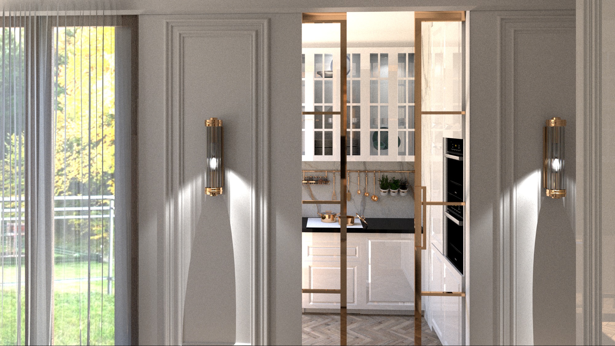 Widok na kuchnię w apartamencie