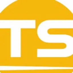 Logo firmy z inicjałami 'TS' na żółtym okręgu z białymi liniami u dołu, sugerujące symbol energii.
