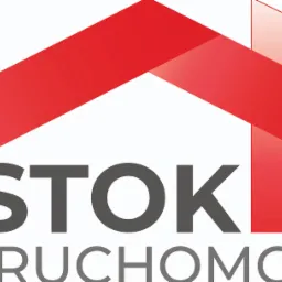 Logo firmy STOK Nieruchomości z czerwonym dachem symbolizującym dom.