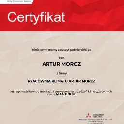 Certyfikat Mitsubishi - klimatyzacja