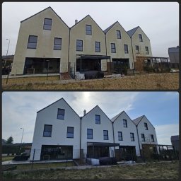 Kompleksowe mycie elewacji domów w zabudowie szeregowej.