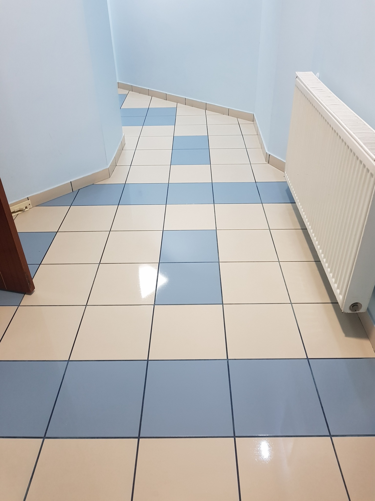 Korytarz doczyszczony przez naszego pracownika profesjonalnymi preparatami