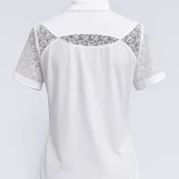 Koszulka polo z dzianiny technicznej i koronkowymi wstawkami, stebnowsne szwy