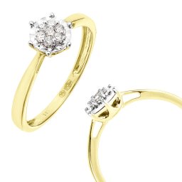 Pierścionki zaręczynowe z diamentami o szlifie brylantowym  w złocie 585 