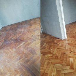 WB Parkiety - Renowacja parkietu dębowego lakierowanego. Po renowacji olejowosk bezbarwny.