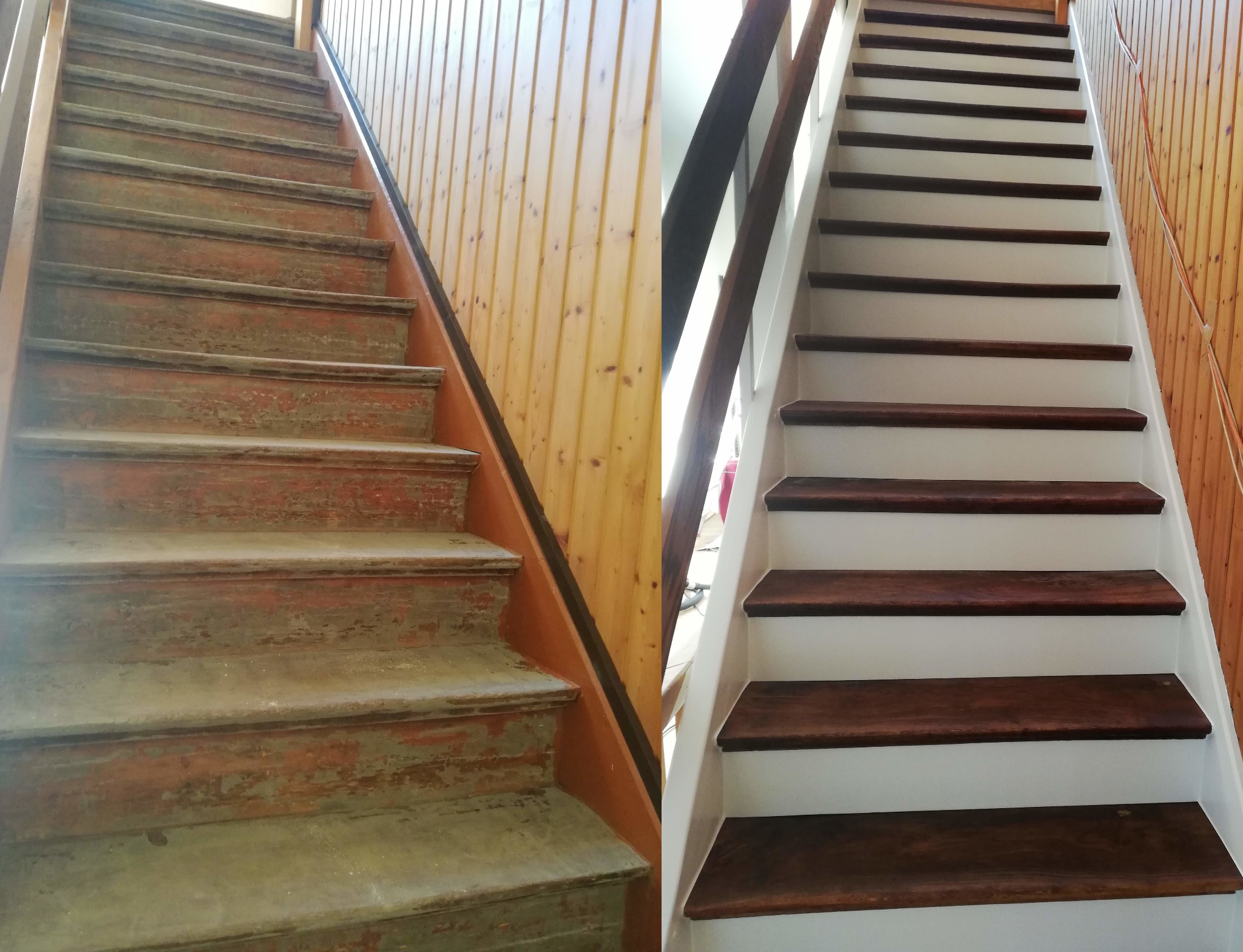 Renowacja schodów. Przed i po.