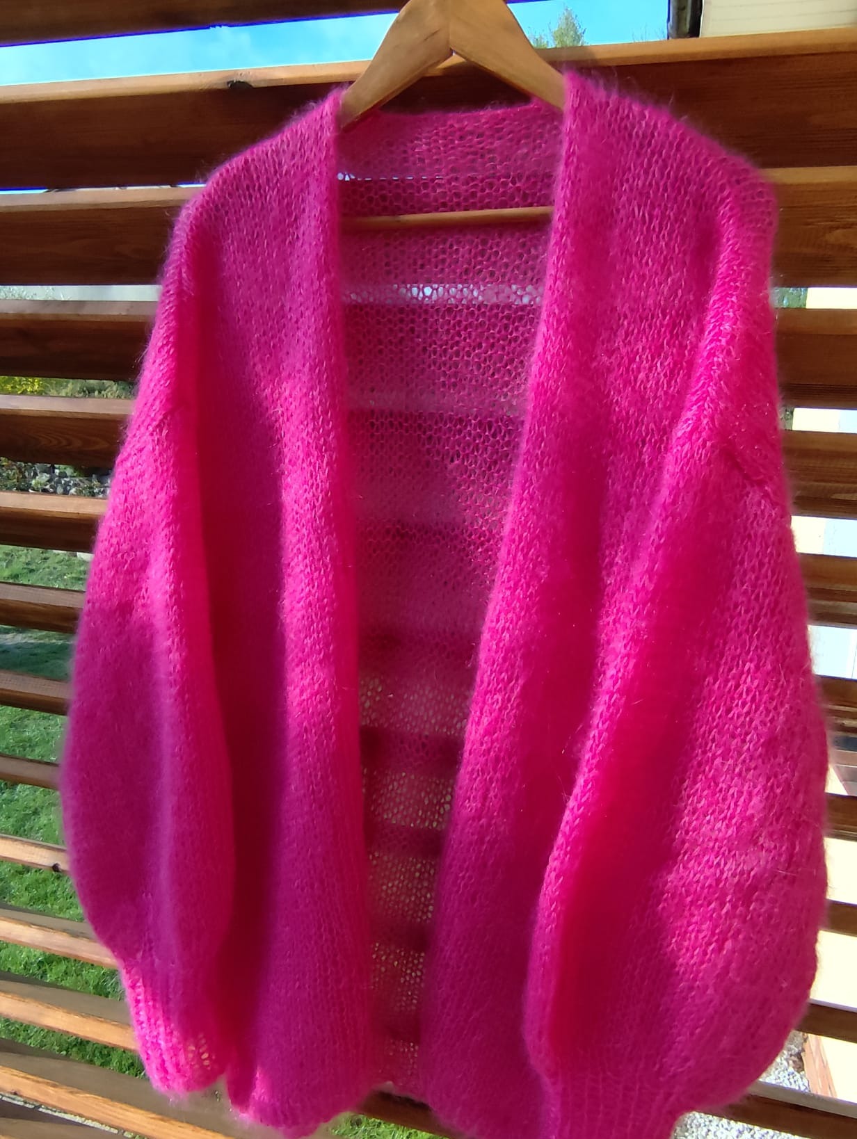 Moherowy kardigan z moheru i jedwabiu, delikatny nie gryzący