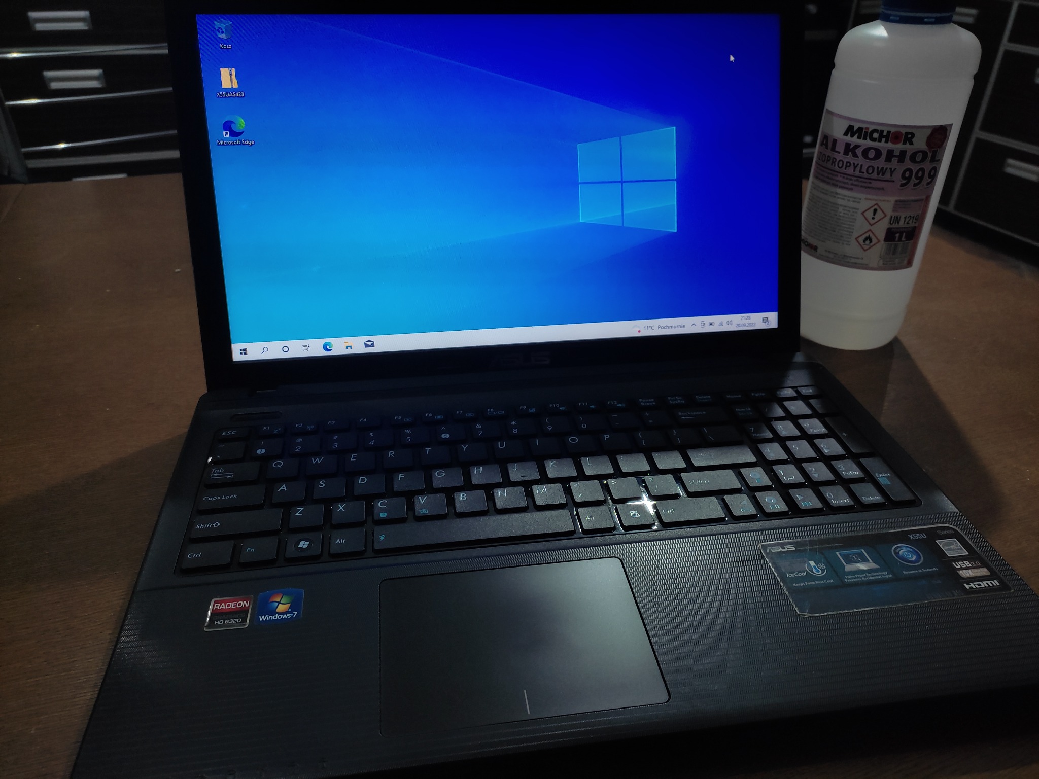 Asus X55A Wykonane naprawy, Wymiana dysku twardego wraz z pamięci ram i klawiaturą. Instalacja systemu Windows 10