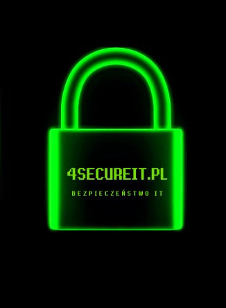 Neonowy zielony kłódka z pikselową czcionką, napis 4secureit.pl i Bezpieczeństwo IT na czarnym tle.