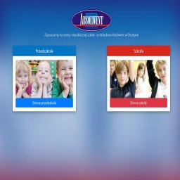 Henryk Grzybowski hg::code - Strona internetowa szkoły i przedszkola Absolwent z Pieniężna prezentująca dwa odnośniki: do strony przedszkola z uśmiechniętymi dziećmi i do strony szkoły z uczniami w klasie.