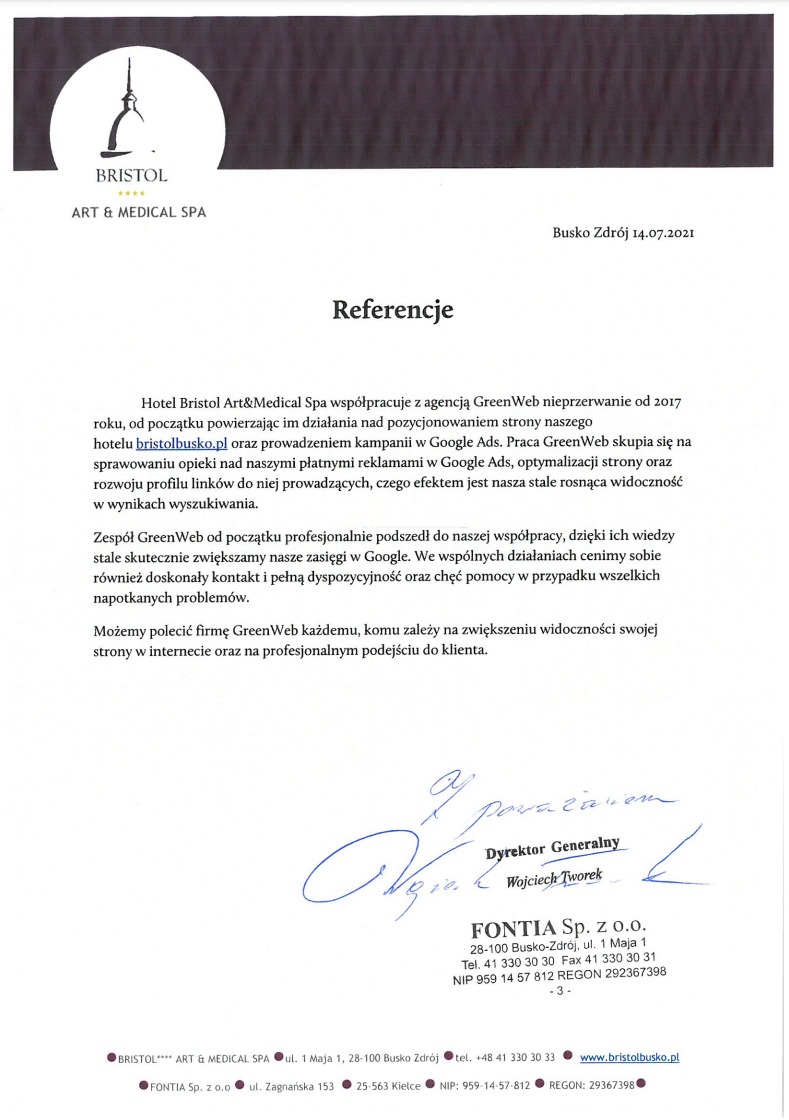 Referencje – Hotel Bristol Art & Medical SPA