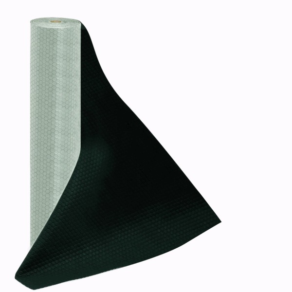 Rolka czarnej i szarej maty antypoślizgowej z wzorem plastra miodu, rozłożona częściowo.