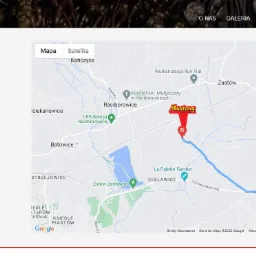 Mapa Google z wytyczoną trasą od punktu A do punktu B, z zaznaczonymi lokalizacjami i nazwami miejscowości w okolicy Raciborowic.