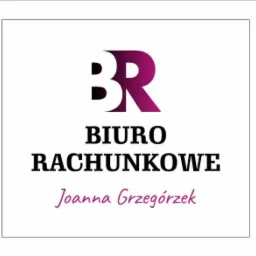 Logo Biura Rachunkowego Joanna Grzegórzek z inicjałami BR w kolorze czarno-fioletowym