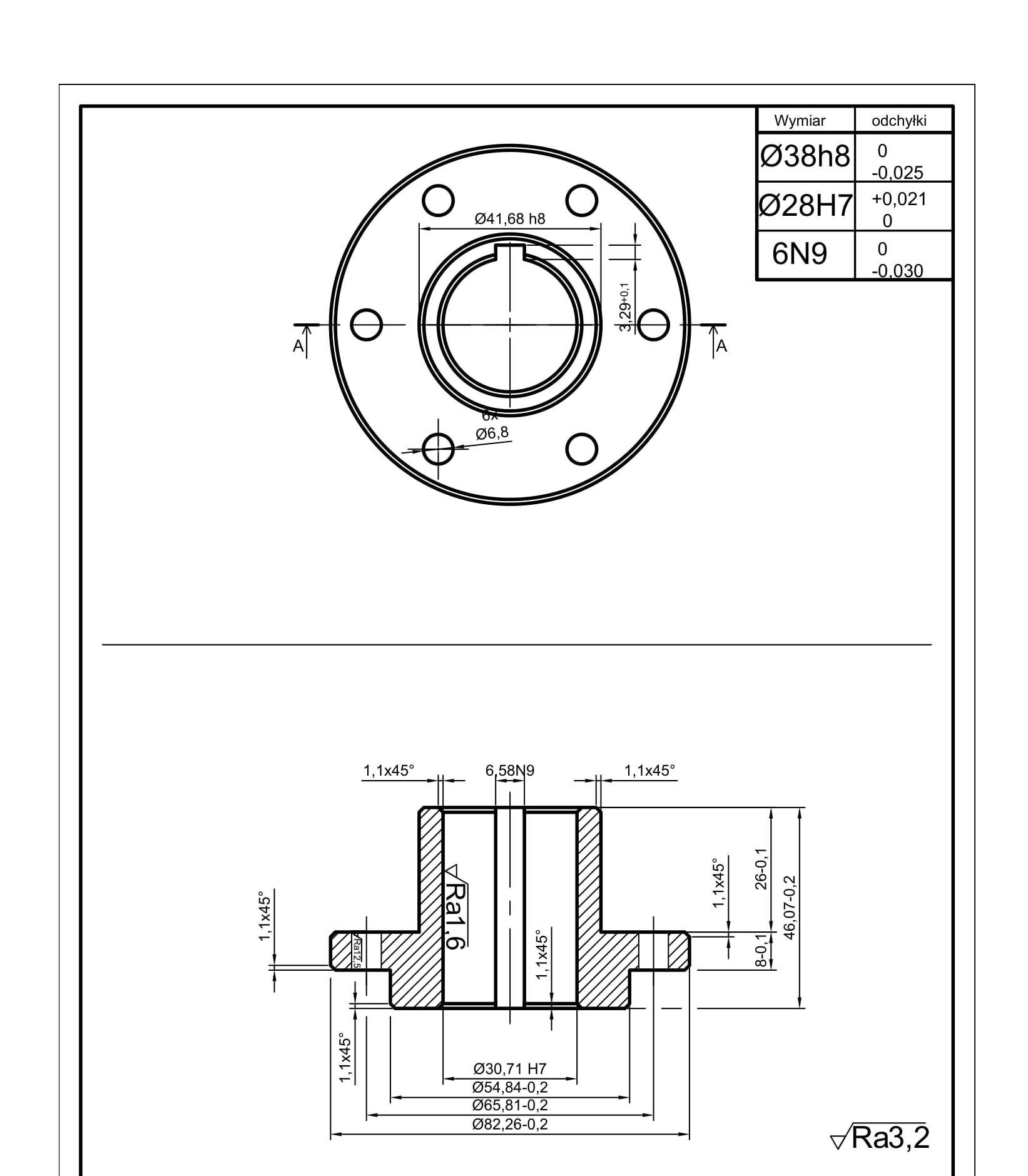 Rysunek przedstawia piastę jest to jeden z wielu moich rysunków mechanicznych