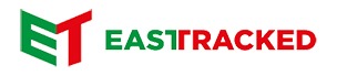 Logo firmy Eastracked z zielonym i czerwonym symbolem ET oraz nazwą firmy w kolorach zielonym i czerwonym.