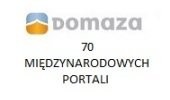 Logo firmy Domaza z napisem '70 MIĘDZYNARODOWYCH PORTALI' poniżej.