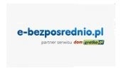 Niebieskie logo e-bezposrednio.pl z napisem 'partner serwisu dom gratka.pl' na białym tle.