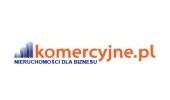 Logo serwisu komercyjne.pl z napisem 'komercyjne.pl' w kolorze pomarańczowym oraz podtytułem 'nieruchomości dla biznesu' w kolorze granatowym, obok stylizowany wykres słupkowy w odcieniach...