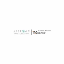 Logotypy firm JESTRAB Trading Solutions i TK Lighting, autoryzowany dystrybutor.