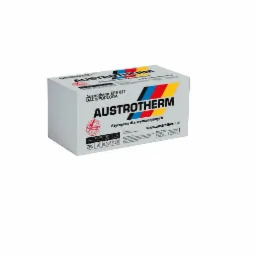 Paczka styropianu Austrotherm EPS 037 Dach/Podłoga z widocznym logo i specyfikacją techniczną na białym tle.