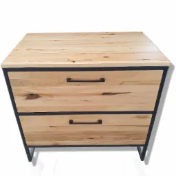 Szafka łazienkowa ze stali i buka.