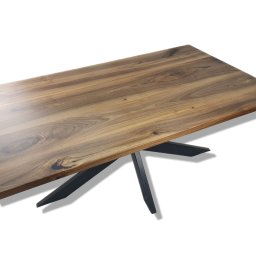 Stół z orzecha, na podstawie metalowej typu pająk