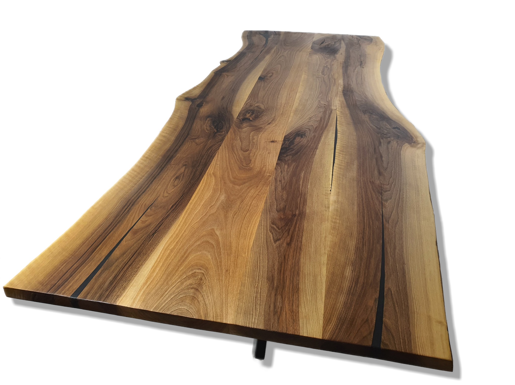 Stół z orzecha europejskiego, z metalową podstawą typu pająk