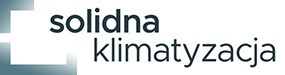Logo firmy z napisem 'solidna' nad słowem 'klimatyzacja' i elementem graficznym po lewej stronie.